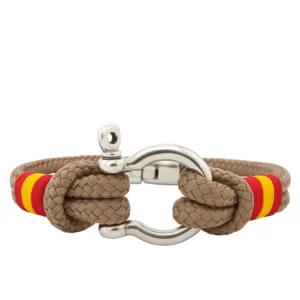 Pulsera grillete caqui bandera de España vista frontal