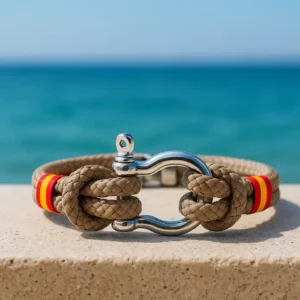 Pulsera grillete caqui bandera de España vista al aire libre