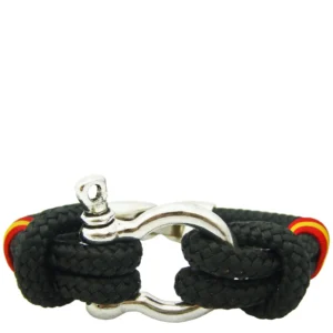 Pulsera grillete negro bandera de España vista frontal