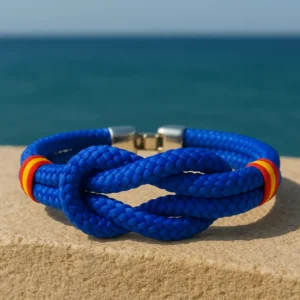 Pulsera nudo azul bandera de España vista al aire libre
