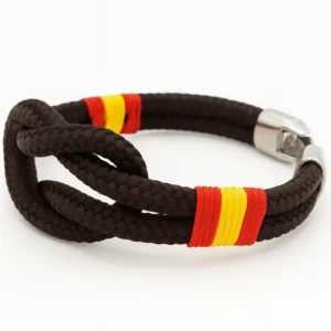 Pulsera nudo negro bandera de España vista lateral