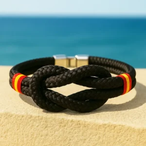 Pulsera nudo negro bandera de España vista al aire libre
