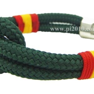Pulsera nudo náutico verde con bandera de España