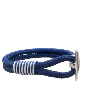 Pulsera amarre marino trenzado blanco y marino vista frontal