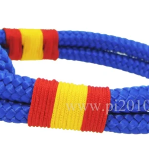 Pulsera nudo azul bandera de España vista lateral