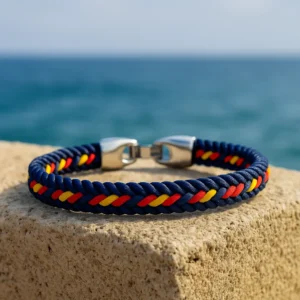 Pulsera bandera de España trenzado marino