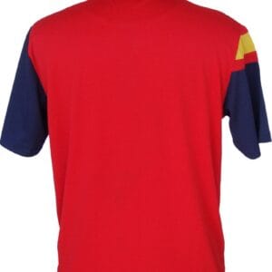 Polo técnico rojo con raya marino y bandera de España