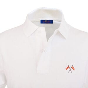 Polo blanco hombre con bandera de España bordada en el pecho