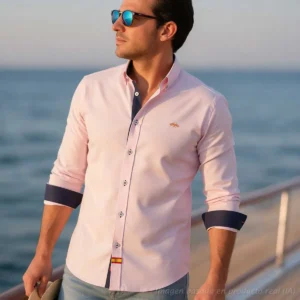 Camisa rosa con bandera de España para hombre