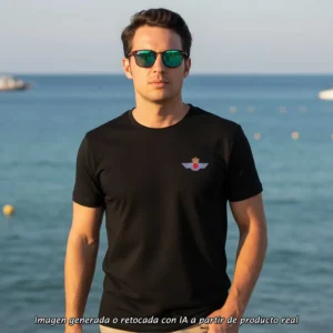 Camiseta Ejército del Aire negro con bordado militar en el pecho