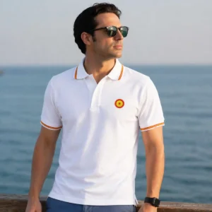 polo blanco hombre escarapela españa estilo verano