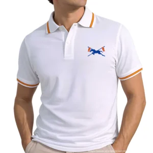 Polo blanco Escuadrón Escolta Real con detalle bandera de España