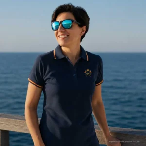 Polo Caballería Española marino mujer con emblema bordado
