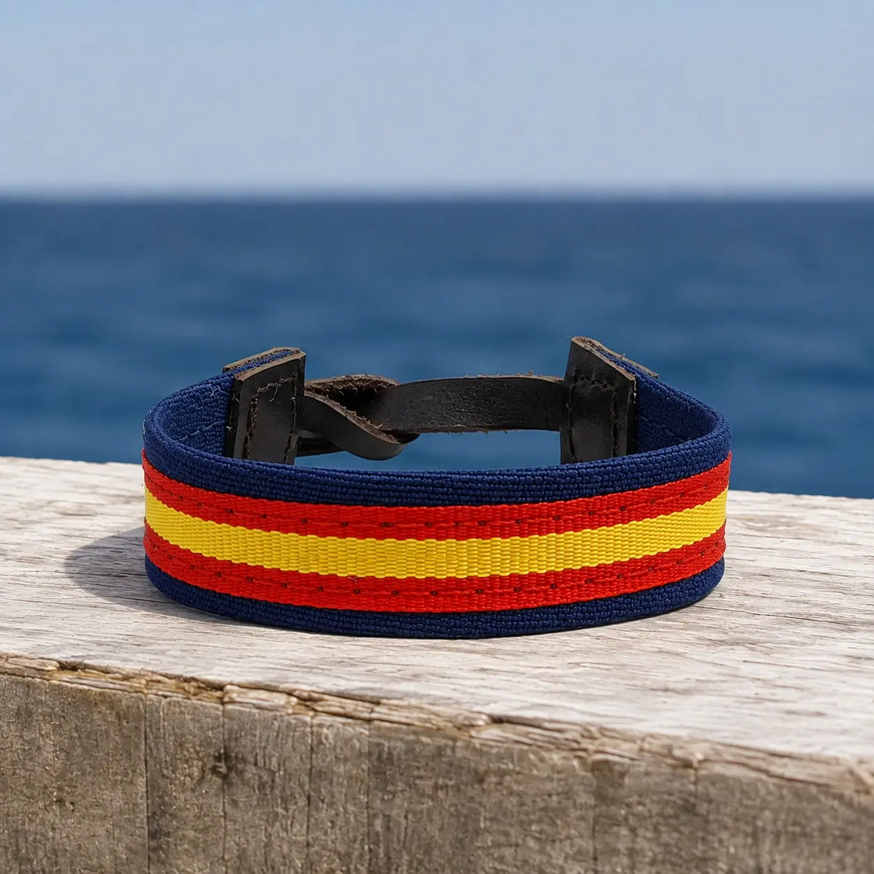 Pulsera de tela marino con bandera de España