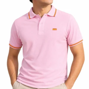 polo españa bandera rosa hombre fondo blanco