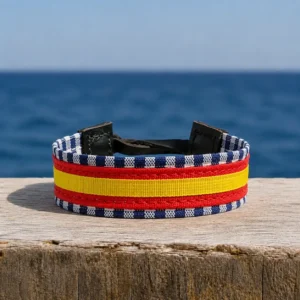 Pulsera de cuadros azul marino con bandera de España