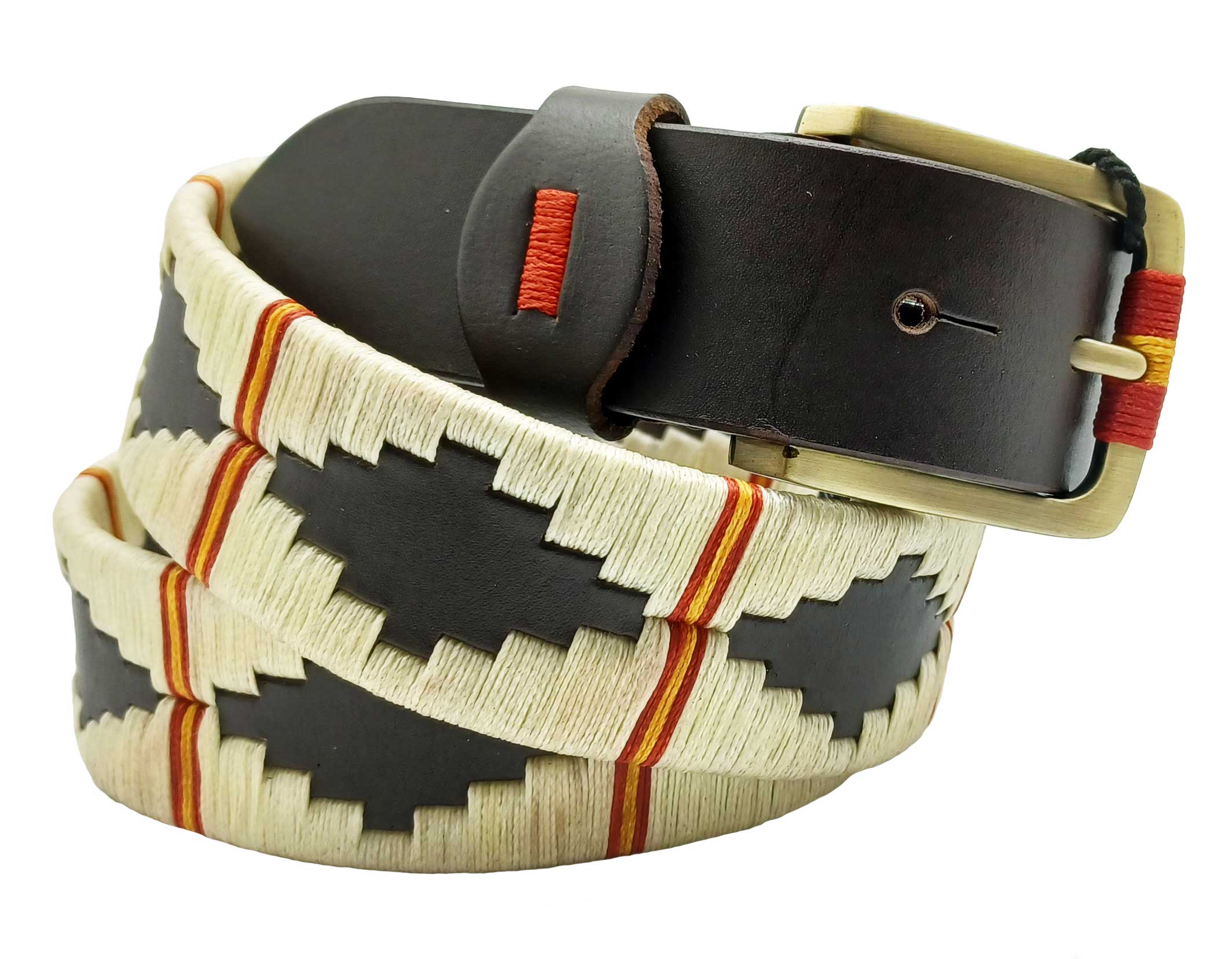 cinturón argentino beige artesanal tejido pampeano