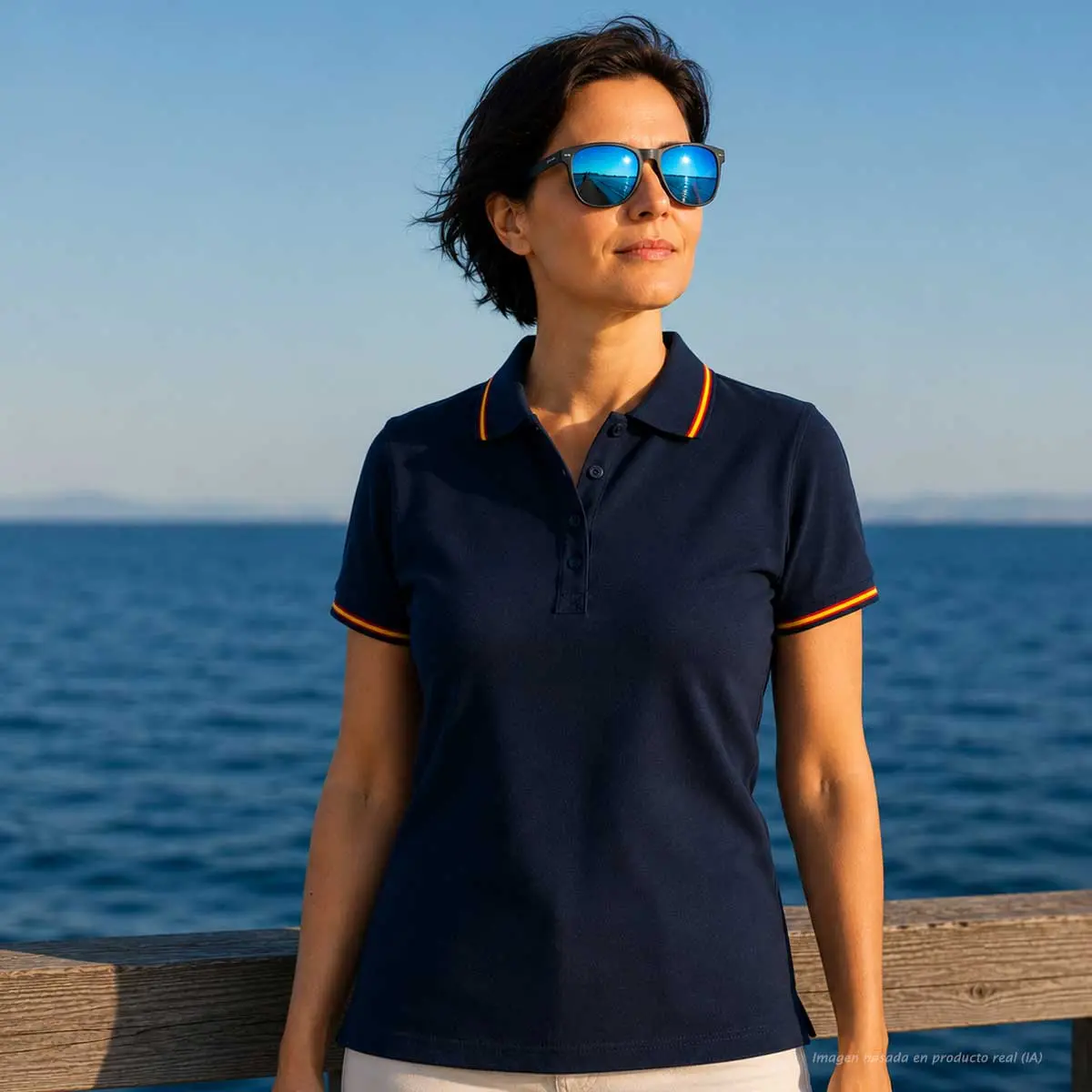 Polo de mujer con bandera de España marino