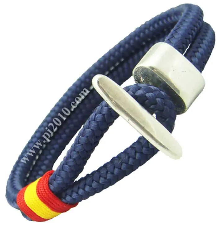 Pulsera náutica azul marino con bandera de España